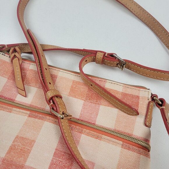 Dooney & Bourke Pink Quad Check Ginger Crossbody Bag Purse Saffiano Tote - Picture 14 of 16